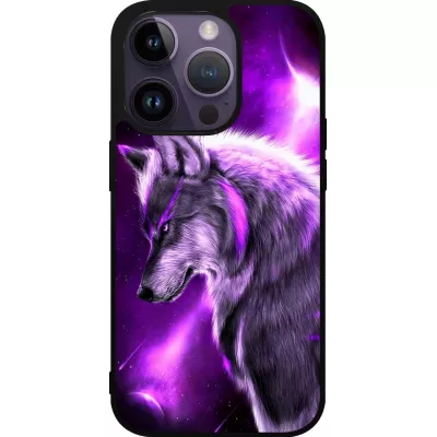 iPhone 15 Pro Case Hülle - Silikon schwarz Purple Sky Wolf