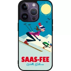 iPhone 15 Pro Case Hülle - Silikon schwarz Saas-Fee Ski Downhill
