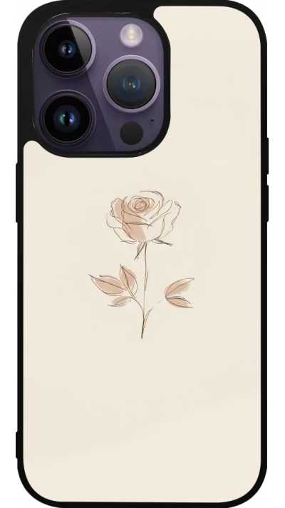 Coque iPhone 15 Pro - Silicone rigide noir Sable Rose Minimaliste