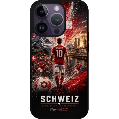 iPhone 15 Pro Case Hülle - Silikon schwarz Fussball Schweiz splash 2026
