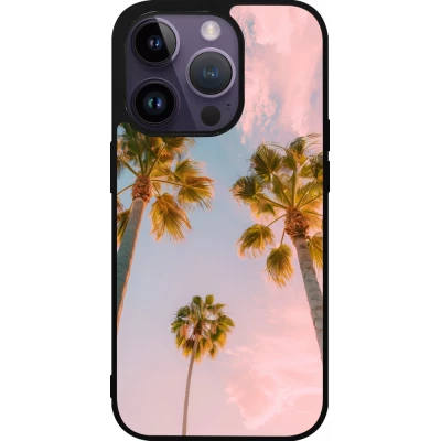 Coque iPhone 15 Pro - Silicone rigide noir Summer 2025 Palmiers