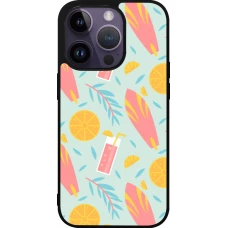 iPhone 15 Pro Case Hülle - Silikon schwarz Summer 2025 Pattern citron