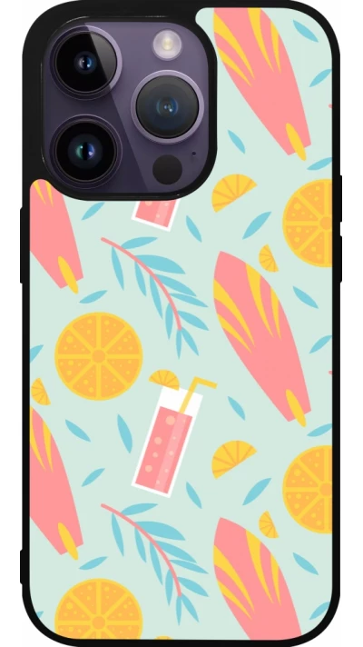 iPhone 15 Pro Case Hülle - Silikon schwarz Summer 2025 Pattern citron