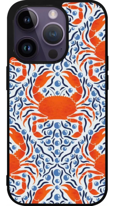 Coque iPhone 15 Pro - Silicone rigide noir Crabs and pearls Summer 2026