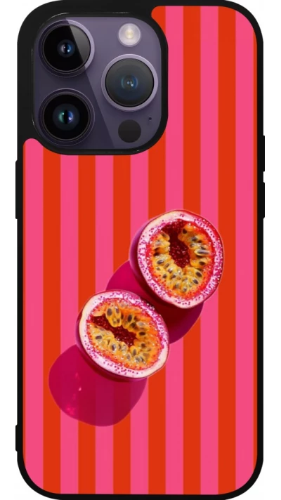 Coque iPhone 15 Pro - Silicone rigide noir Passion fruit Summer 2026