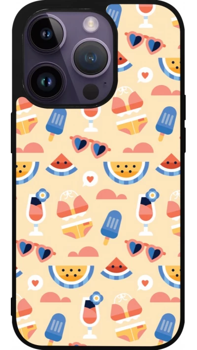 Coque iPhone 15 Pro - Silicone rigide noir Pattern Summer 2026