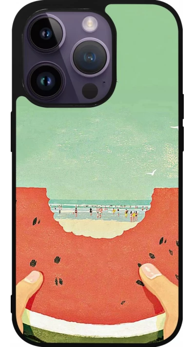 Coque iPhone 15 Pro - Silicone rigide noir Views through a watermelon Summer 2026