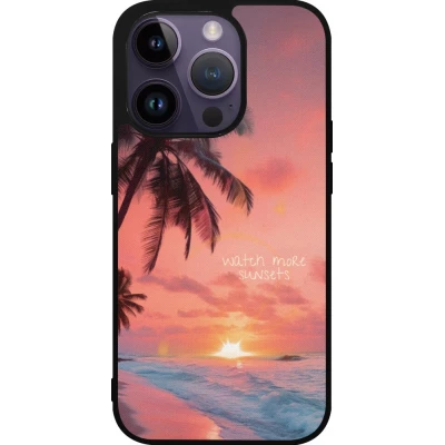 Coque iPhone 15 Pro - Silicone rigide noir Watch more sunsets Summer 2026