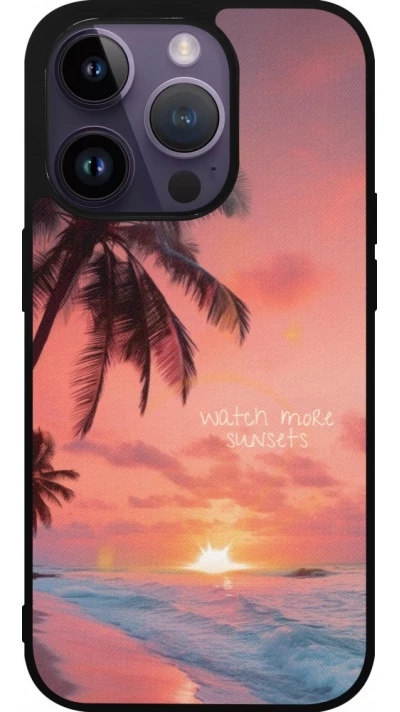 Coque iPhone 15 Pro - Silicone rigide noir Watch more sunsets Summer 2026