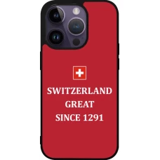 Coque iPhone 15 Pro - Silicone rigide noir Switzerland Great Since 1291