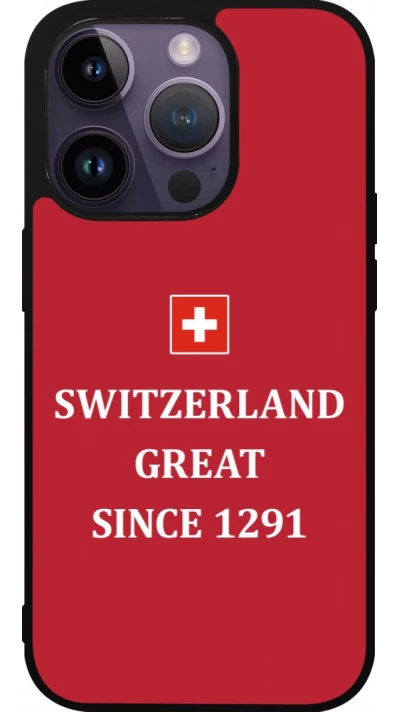 Coque iPhone 15 Pro - Silicone rigide noir Switzerland Great Since 1291