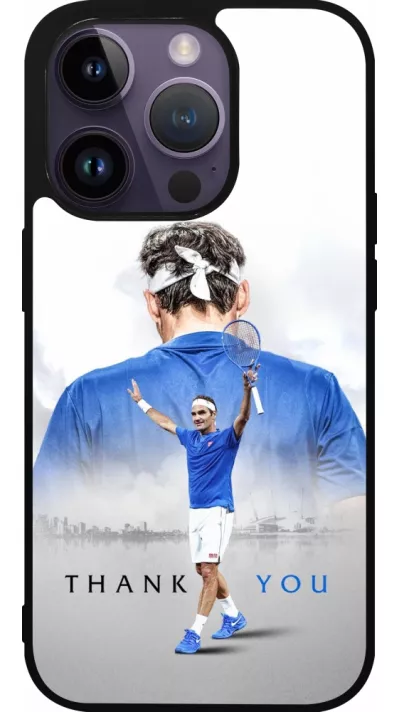 Coque iPhone 15 Pro - Silicone rigide noir Thank you Roger