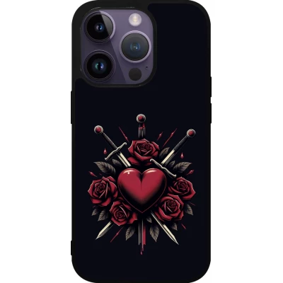 Coque iPhone 15 Pro - Silicone rigide noir Valentine 2024 gothic love