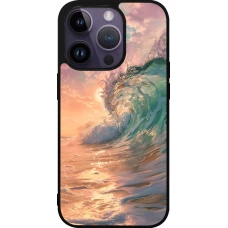 Coque iPhone 15 Pro - Silicone rigide noir Wave Sunset