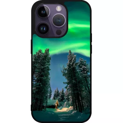iPhone 15 Pro Case Hülle - Silikon schwarz Winter 22 Northern Lights
