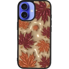 iPhone 16 Case Hülle - Silikon schwarz Autumn 26 3D leaves
