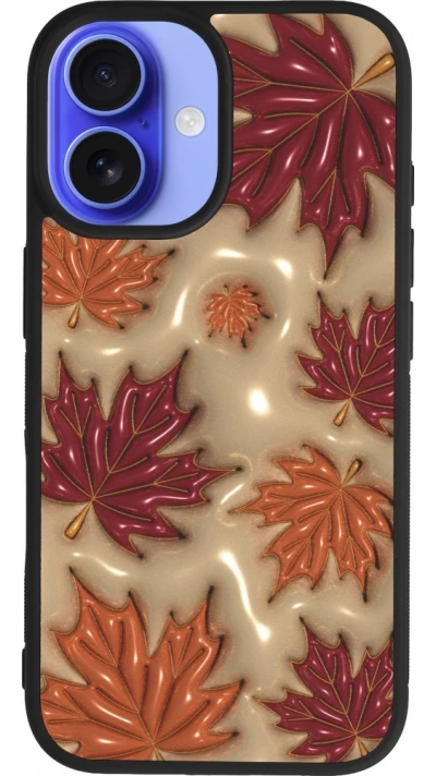 Coque iPhone 16 - Silicone rigide noir Autumn 26 3D leaves