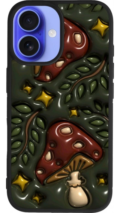 Coque iPhone 16 - Silicone rigide noir Autumn 26 3D mushrooms