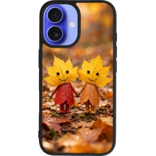 iPhone 16 Case Hülle - Silikon schwarz Autumn 26 Couple of leaves