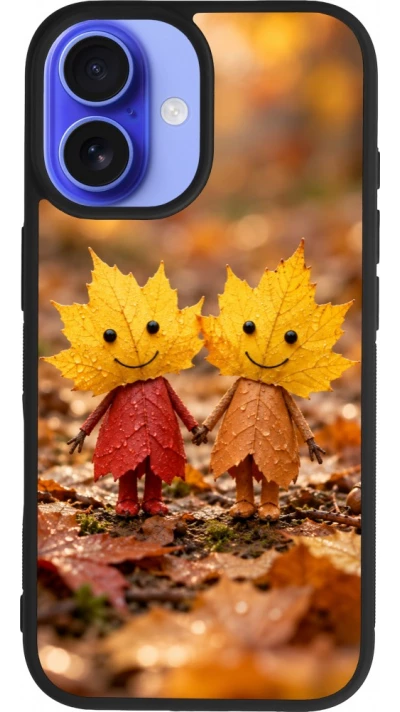 Coque iPhone 16 - Silicone rigide noir Autumn 26 Couple of leaves