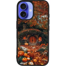 Coque iPhone 16 - Silicone rigide noir Autumn 26 Hobbit house