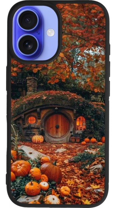 Coque iPhone 16 - Silicone rigide noir Autumn 26 Hobbit house