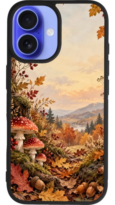 Coque iPhone 16 - Silicone rigide noir Autumn 26 Illustrated Autumn