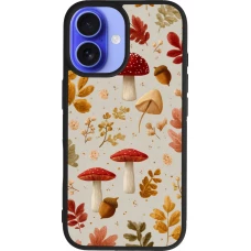 Coque iPhone 16 - Silicone rigide noir Autumn 26 Mushrooms and leaves
