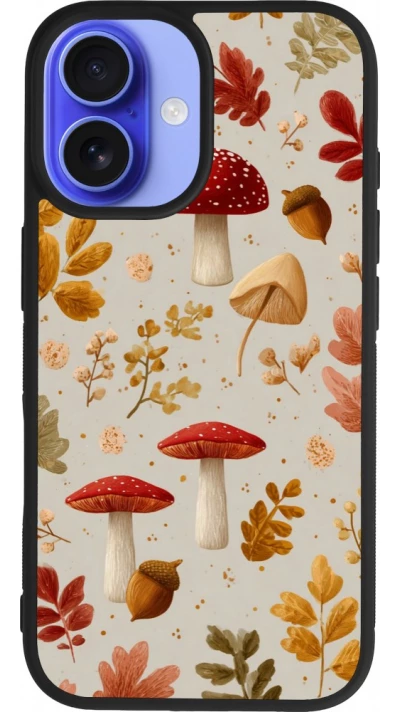Coque iPhone 16 - Silicone rigide noir Autumn 26 Mushrooms and leaves
