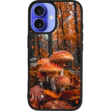 iPhone 16 Case Hülle - Silikon schwarz Autumn 26 Mushrooms in the woods