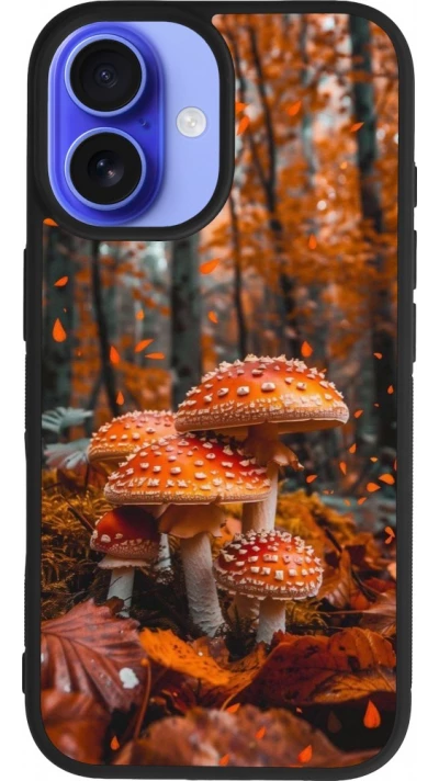 Coque iPhone 16 - Silicone rigide noir Autumn 26 Mushrooms in the woods