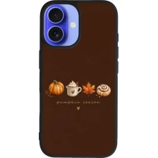 Coque iPhone 16 - Silicone rigide noir Autumn 26 Pumpkin season