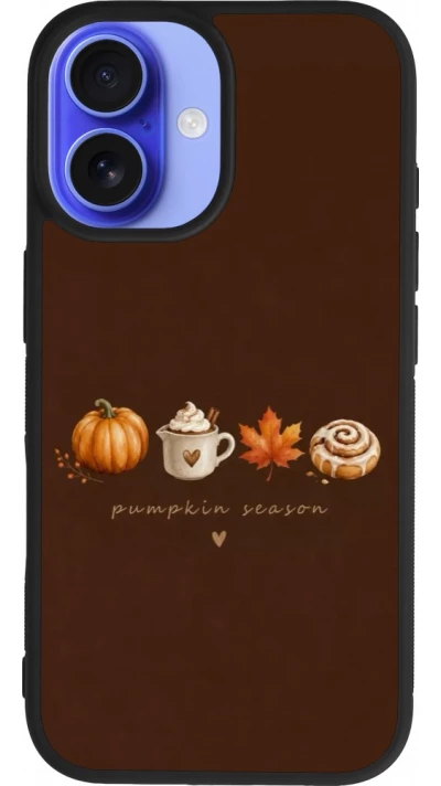 Coque iPhone 16 - Silicone rigide noir Autumn 26 Pumpkin season