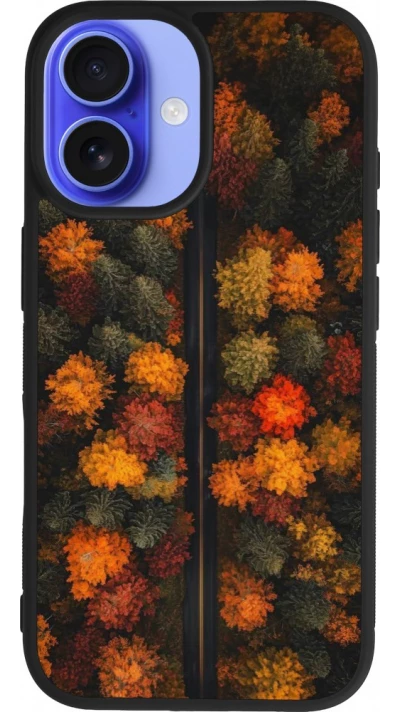 Coque iPhone 16 - Silicone rigide noir Autumn 26 Road in autumn