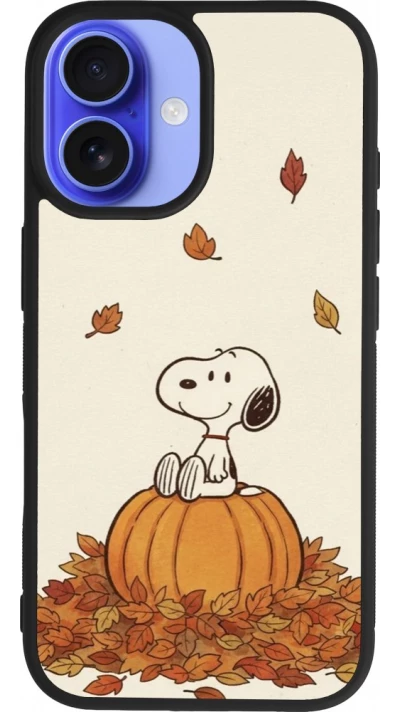 Coque iPhone 16 - Silicone rigide noir Autumn 26 Snoopy autumn