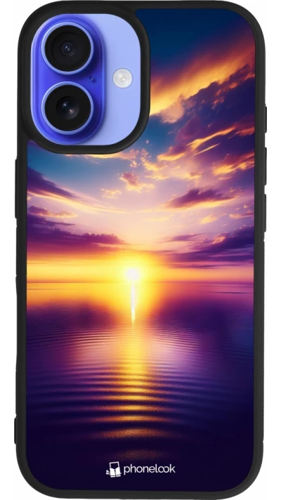 iPhone 16 Case Hülle - Silikon schwarz Sonnenuntergang gelb violett