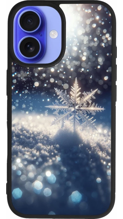 iPhone 16 Case Hülle - Silikon schwarz Schneeflocke Solar Glanz