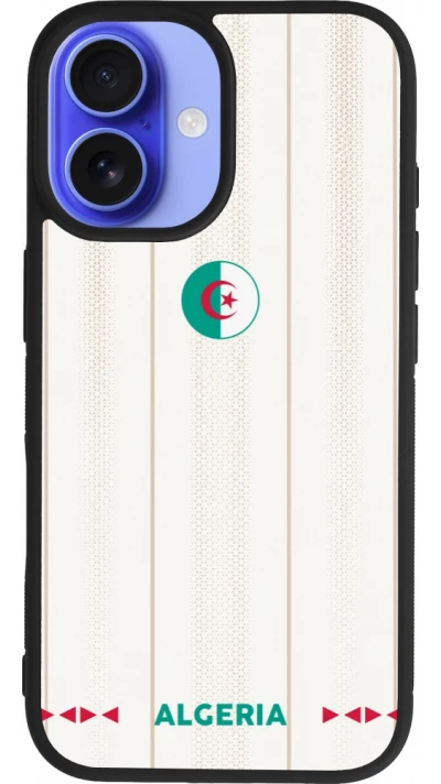 Coque iPhone 16 - Silicone rigide noir Maillot de football Algérie 2026 personnalisable