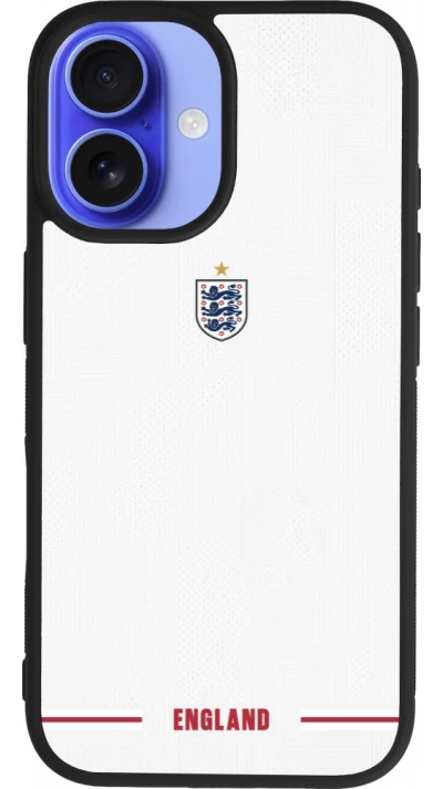 Coque iPhone 16 - Silicone rigide noir Maillot de football Angleterre 2026 personnalisable