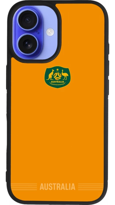 Coque iPhone 16 - Silicone rigide noir Maillot de football Australie 2026 personnalisable