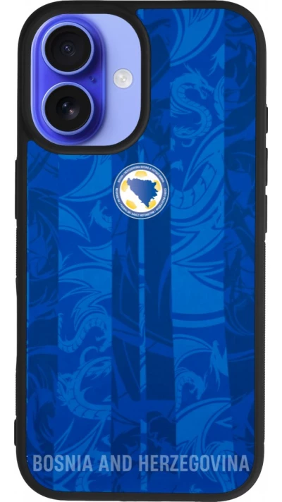 Coque iPhone 16 - Silicone rigide noir Maillot de football Bosnie-Herzégovine 2026 personnalisable