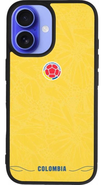 Coque iPhone 16 - Silicone rigide noir Maillot de football Colombie 2026 personnalisable