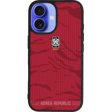 Coque iPhone 16 - Silicone rigide noir Maillot de football Corée du Sud 2026 personnalisable