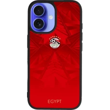Coque iPhone 16 - Silicone rigide noir Maillot de football Égypte 2026 personnalisable