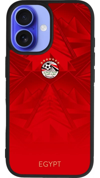Coque iPhone 16 - Silicone rigide noir Maillot de football Égypte 2026 personnalisable