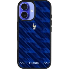Coque iPhone 16 - Silicone rigide noir Maillot de football France 2026 personnalisable