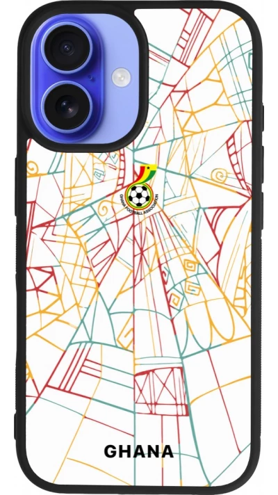 Coque iPhone 16 - Silicone rigide noir Maillot de football Ghana 2026 personnalisable