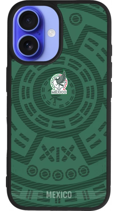 Coque iPhone 16 - Silicone rigide noir Maillot de football Mexique 2026 personnalisable