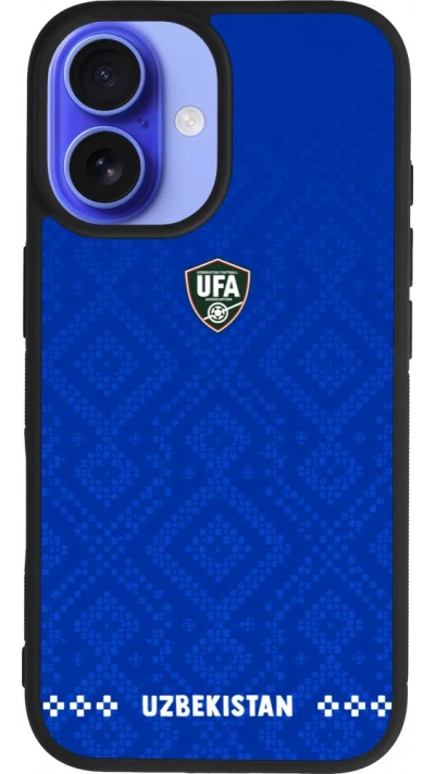 iPhone 16 Case Hülle - Silikon schwarz Usbekistan 2026 personalisierbares Fussballtrikot