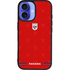 Coque iPhone 16 - Silicone rigide noir Maillot de football Panama 2026 personnalisable